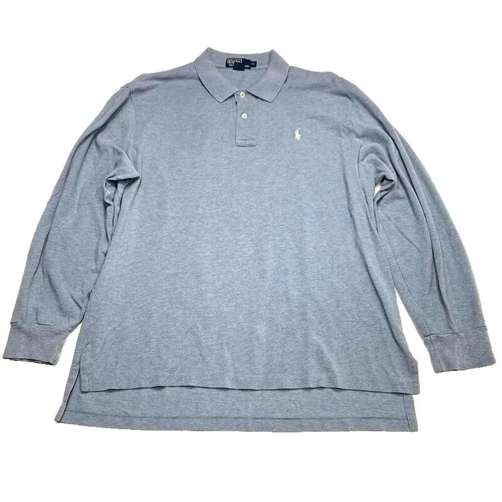 Ralph Lauren Polo Shirt‎ XL Mens Blue Long Sleeve White Pony